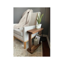 Ahsap Yan Sehpa Masif 45x14x53 Cm Cin0036 Ceviz