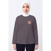 Gri 112 Acil Sağlık Bisiklet Yaka Uzun Kollu Tişört Unisex
