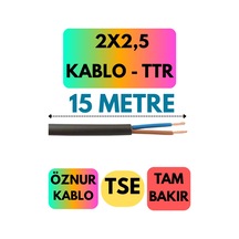 Öznur 2x2,5 Ttr Kablo Siyah Metre Seçenekli - 15 Metre