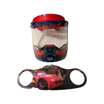 Gürbey Racing Baskılı Çocuk Siperlik + Araba Desenli Çocuk Maske