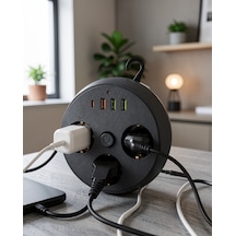 Çoklu Priz 3 Priz 3 Usb Type-c 2 Metre Kablo Uczzzsargılıakımkoruma3395-4 0