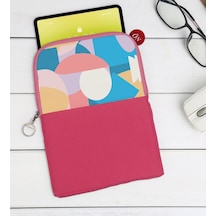 Bk Gift Modern Art Tasarımlı Taşınabilir Koruyucu Tablet Kılıfı & Organizer Çanta - Pembe-1