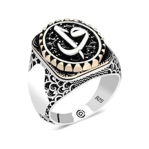 T6493 Gümüş Elif Vav Oval Erkek Yüzük 30