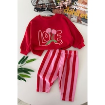 Minigimin Cicileri Love Kiraz Baskılı Kız Bebek 2 Li Takım - Kırmızı