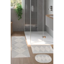 Dekoreko Kaymaz Taban Djt 3 Lü Banyo Paspas Takımı Trend Karışık Iskandinav F5085 lacivert