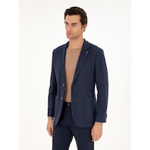 Cacharel Lacivert Slim Fit Kaşmir Karışımlı Ceket