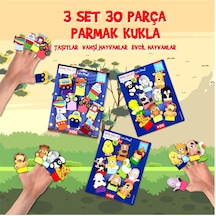 3 Set - 30 Parça Tox Taşıtlar Evcil Ve Vahşi Hayvanlar Parmak Kukla