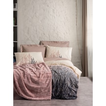 Cotton Box Çift Kişilik Trim Battaniyeli Nevresim Takımı Smooth Pudra