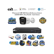 Exitcam 9 Kameralı Full Hd Sesli Ahd Güvenlik Seti 320 Gb Hdd, 160 Metre Kablo, Renkli Gece Görüşü