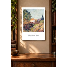 Çiçekli Kır Evi Manzarası Desenli Dekoratif Mdf Tablo, Çerçeve Görünümlü Ahşap Poster