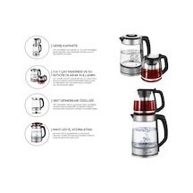 Sinbo 2'si 1 Arada Çaycı - Kettle - 2.0l + 1.2l Kapasite - Cam Gövde Renkli