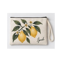 Kişiye Özel Limon Çiçeği Baskılı Fermuarlı Makyaj Çantası Bozuk Para Cüzdanı Clutch