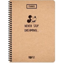 Mickey Mouse 16x22 Cm Çizgisiz Defter Beyaz Sayfa Kraft Kapak 80 Sayfa K4