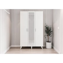 Alara Tamamı Mdf Aynalı Portmanto Vestiyer Ayakkabılık Beyaz 120 Cm - M4