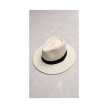 Gigi Luxe Bantlı Yuvarlak Geniş Kenarlı Hasır Fotr Şapka Unisex Bej Bej