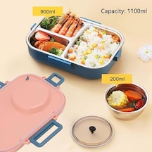 Beslenme Kutusu Paslanmaz Çelik - 1100 Ml Sos Yoğurt Kaseli Yeni Nesil Lunch Box Mavi Bakır