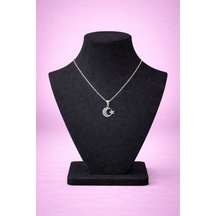 Ay Yıldız Figürlü Taşlı Silver Renk Kadın Kolye