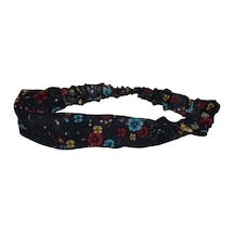 Çiçekli Lastikli Saç Bandı Bandana Paraşüt Model Kahverengi