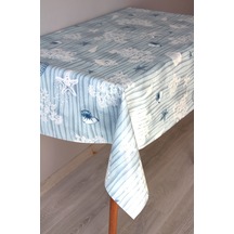 Elyaf Silinebilir Pvc Muşamba Masa Örtüsü 1227-2denizkabuk Mavi