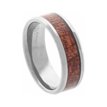 Celikchi Erkek Tungsten Ahşap Detay Gümüş Renk Yüzük Gümüş