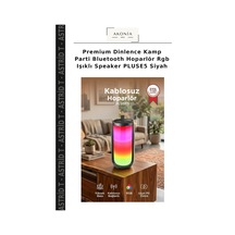 Premium Dinlence Kamp Parti Bluetooth Hoparlör Rgb Işıklı Speaker Pluse5 Siyah