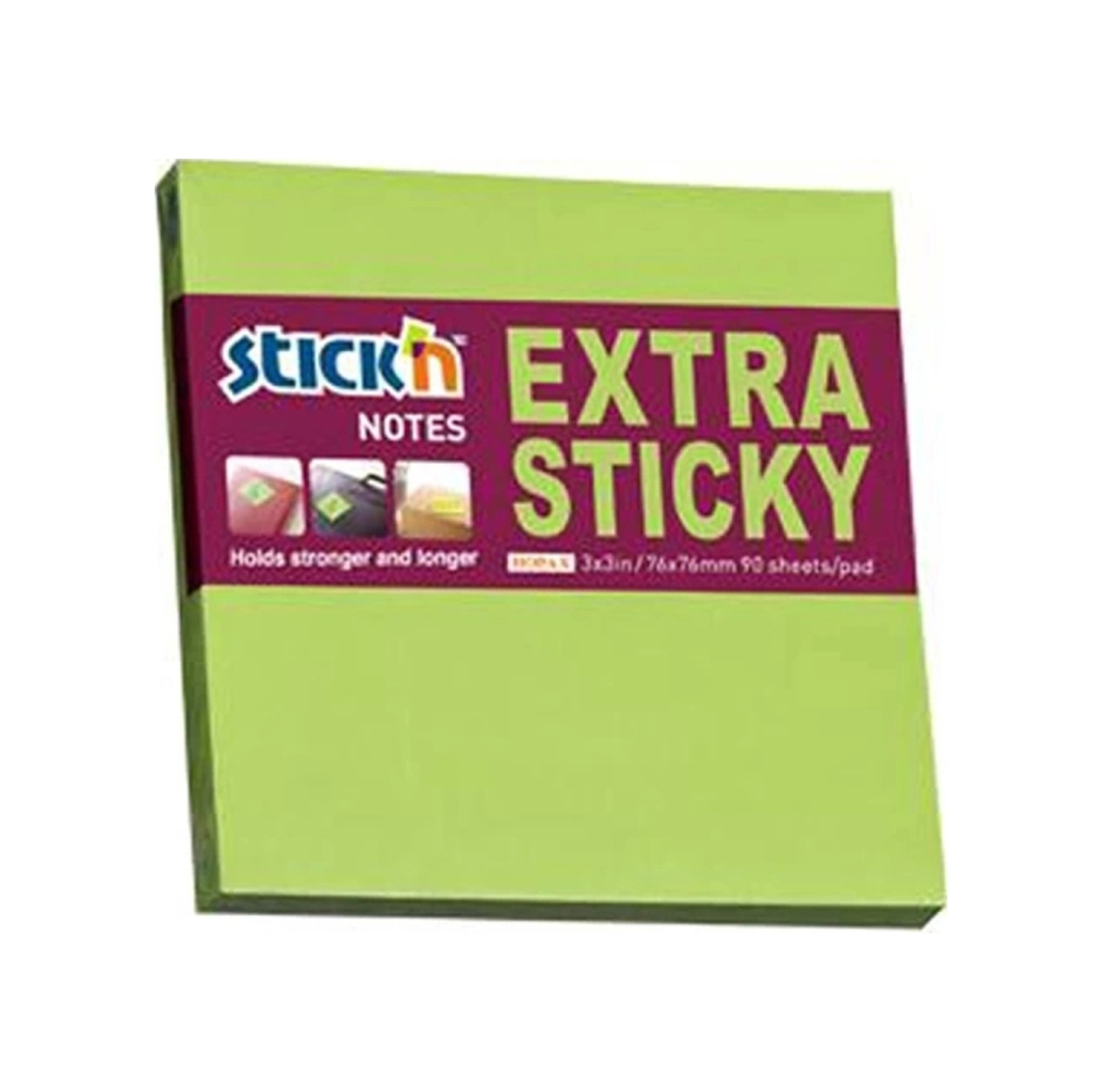 Stıckn 76x76 Neon Yeşil Extra Yapışkanlı Notluk 90 Yp.