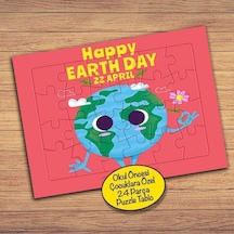 22 April Happy Earth Day 24 Parça Çocuklara Özel Yapboz Tablo-452