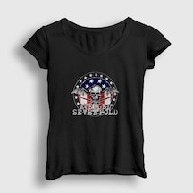 Presmono Kadın Flag Avenged Sevenfold T-shirt Siyah