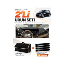 E-biz Renault Scenıc 3 2009-2016 Uyumlu Torpido Örtüsü + Tay Tüyü Çanta - Siyah-bej - Re045
