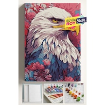 Sayılarla Boyama Seti Numaralı Tuval Fırça Boya Dahil Kasnaklı Set 50x70 Cm - Renkli Kartal