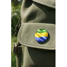 Gabon Gabon Abstract Ülke Bayraklı Buton Rozet - 44 MM 5 Adet Çok Renkli