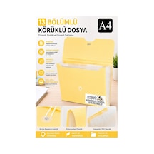 Körüklü Dosya 13 Bölmeli Pastel Renkler 1 Adet A4 Akardiyon Dosya Düzenleyici 13 Cepli Lastikli Dosya Belge Düzenleyici Sarı