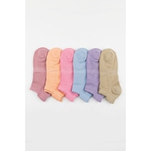 Aura Collections Aura Pastel Seri Dikişsiz Burun Kadın Patik Çorap 36-40 Bambu 6'lı Bilek Çorap Seti Çok Renkli
