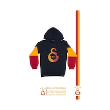 Galatasaray Orijinal Lisanslı Logo Siyah Kapüşonlu Sweat 091 Siyah