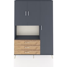 Arges Dolap 7 Raflı 3 Çekmeceli 3 Kapaklı 132x30x195 Antrasit-antrasit/çam Antrasıt/atlas Çam