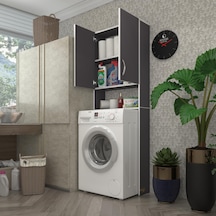 Kenzlife Çamaşır Makinesi Dolabı Veronika Gri 180*066*20 Banyo Çift Kapaklı Arkalıksız Çok Renkli
