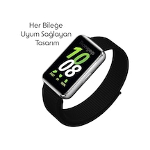 Samsung Galaxy Fit 3 İle Uyumlu Hasırlı Kumaş Kordon Terleme Yapmayan Cildi Tahriş Etmeyen Nefes Alabilir Yapılı Kademeli Cırt Cırt Tasarımlı Deformasyona Dayanıklı Rahat Kayış