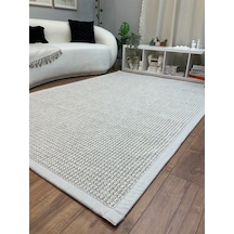 Saraz Halı Kumaş Bordür Gri Bukle Antrasit Bordür Halı Salon Koridor Mutfak Çocuk Odası Halısı Kilim S267 Bej - Krem