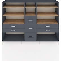 Hyperion Dolap 8 Raflı 7 Çekmeceli 220x44x163 Antrasit-çam/antra Antrasit-çam/antrasit