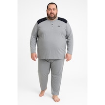 Mutlu City Erkek Yüksek Kalite İnterlok Penye Büyük Beden Pijama Takımı 18540 Açık Gri
