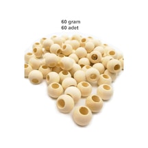60 Gr 60 Adet Ahşap Boncuk 15 Mm Çap X 10 Mm Delik Doğal Yuvarlak Ahşap Makrome El İşi Çanta