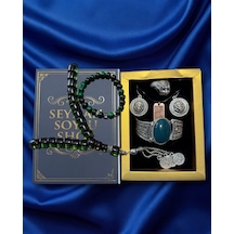 Luxury Seri Özel Tasarım Kitap Kutulu Kadın Takı Seti Ve Tesbih Kombin - Kolye Küpe Yüzük Bileklik Ekstra Boncuk Bileklik 6 Parça Hediyelik - Doğum Günü Yıl Dönümü Sevgililer Günü Gösterişli Hediye - L-00127 Bakır