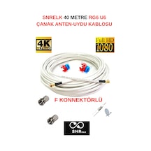 Snrelk 40 Metre Rg6 U4 Full Hd 3d-4k Tv-çanak-uydu-lnb Kablosu F Konnektörlü Tak Çalıştır