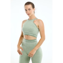 Maraton Active Slimfit Kadın Bisiklet Yaka Kolsuz Basic Su Yeşili Bra 813076-Su Yeşili