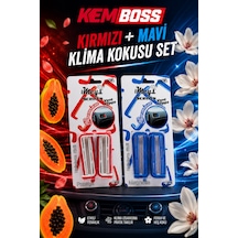 Kemboss Kırmızı Mavi Araç Klima Kokusu 2'li Set Papaya & Magnolia Vent Clip Oto Kokusu Kırmızı - Mavi Set