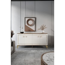 KLAS KONSOL MDF MEBRAN KAPAK CEVİZ KREM GOLD KLAS KONSOL MDF MEBRAN KAPAK CEVİZ KREM GOLD