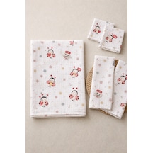 More Home Bebek Müslin Bez BMore Home % 100 Pamuk Müslin Örtü, Bebek Battaniyesi 5 Parça Set Uğur Böceği Beyaz Kırmızıattaniye Set 5 Parça Uğur Böceği Kırmızı Krem Beyaz - Kırmızı