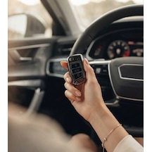 Skoda Scala Uyumlu Silikon Anahtar Kılıfı 3 Butonlu Smart Anahtar Füme