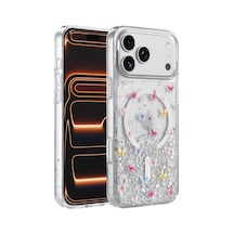 Onegif Apple İphone 17 Pro Max Misk Simli Magsafe Kapak - Desen 4