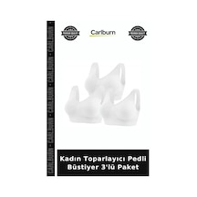 Carlburn Premium Kadın Toparlayıcı Pedli Büstiyer 3'lü Paket Beyaz Çamaşır Pürüzsüz Esnek Beyaz-3